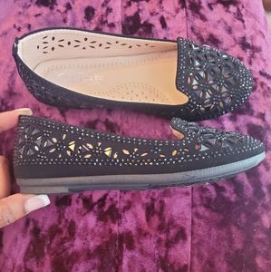 New Black Perforated Flats sz 12